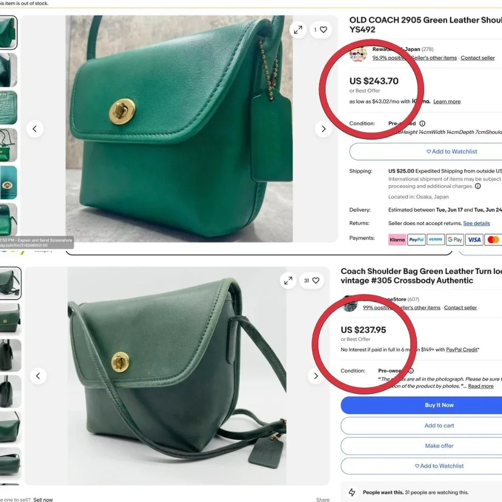 COACH Limited Edition Archive Turnlock Pouch Crossbody Shoulder Bag - Green - Picture 3 of 15